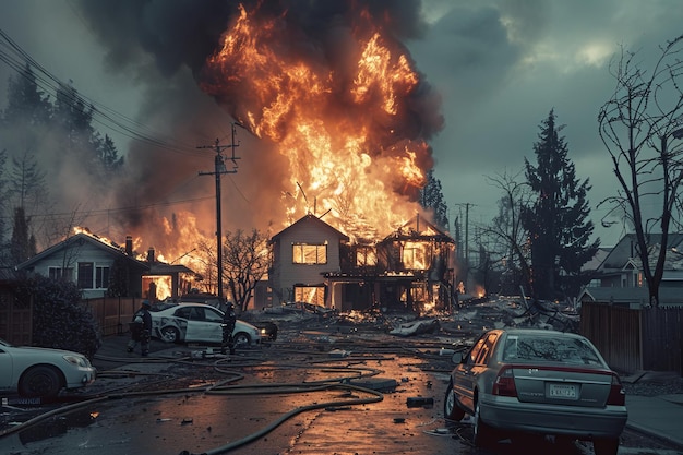 L'edificio in fiamme