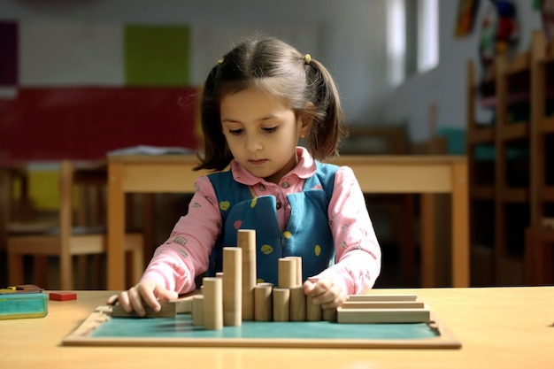 L'educazione pratica di un bambino stimola la creatività, l'immaginazione e la conoscenza attraverso i materiali Montessori generati da Ai