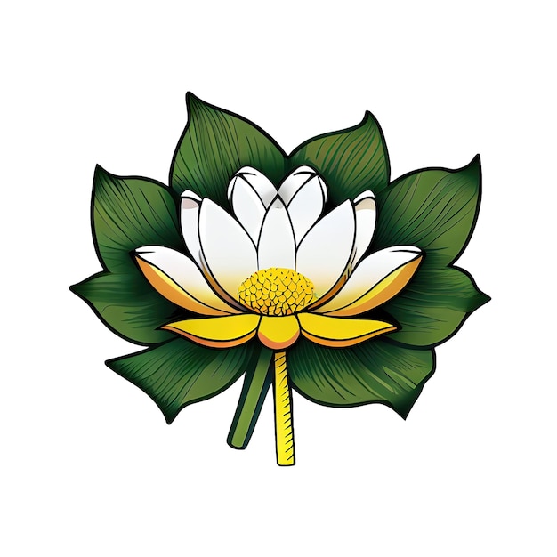 L'elegante adesivo del fumetto con l'illustrazione del fiore di loto simboleggia la purezza