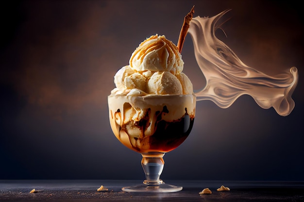 L'elegante Affogato, un dessert al caffè italiano, è uno spettacolo generato dall'intelligenza artificiale