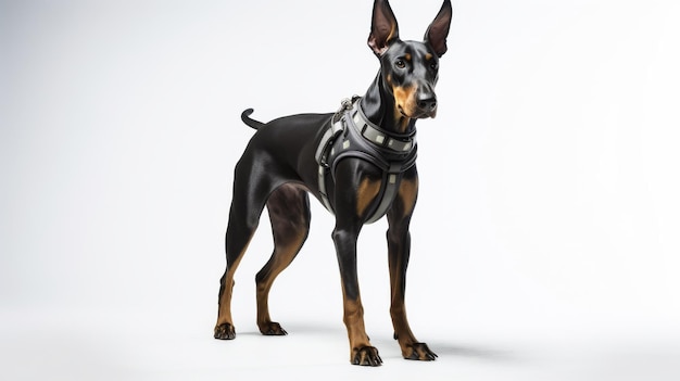 L'elegante Doberman Pinscher cammina con fiducia