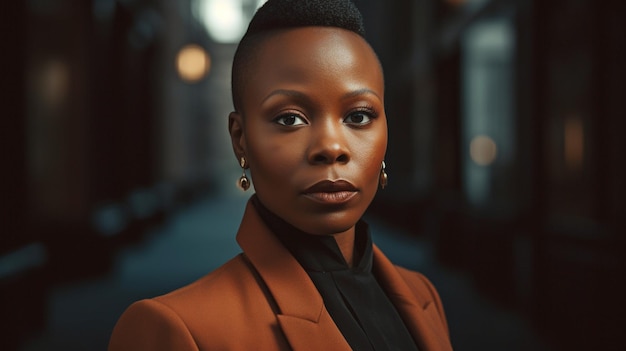 L'elegante ritratto di Generative AI di una donna afroamericana di successo