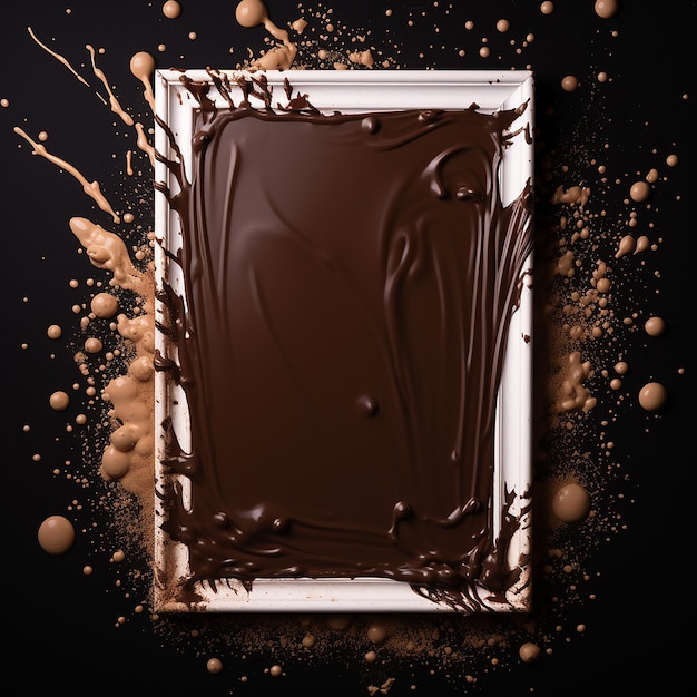 L'eleganza del cioccolato crea una cornice moderna con uno sfondo marrone ricco