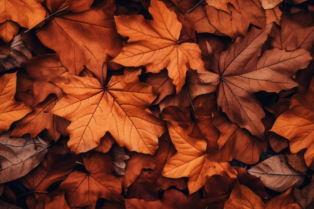 L'eleganza dell'autunno Un'occhiata in uno sfondo arancione scuro Foglie cadute