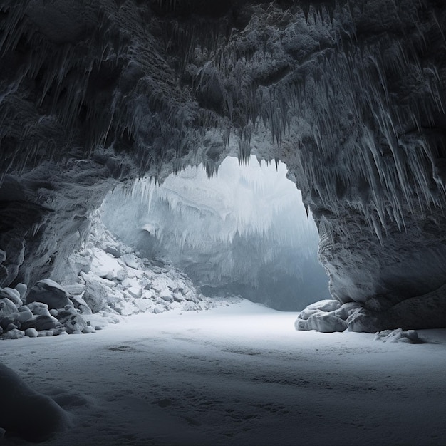 L'eleganza invernale della grotta delle complessità innevate