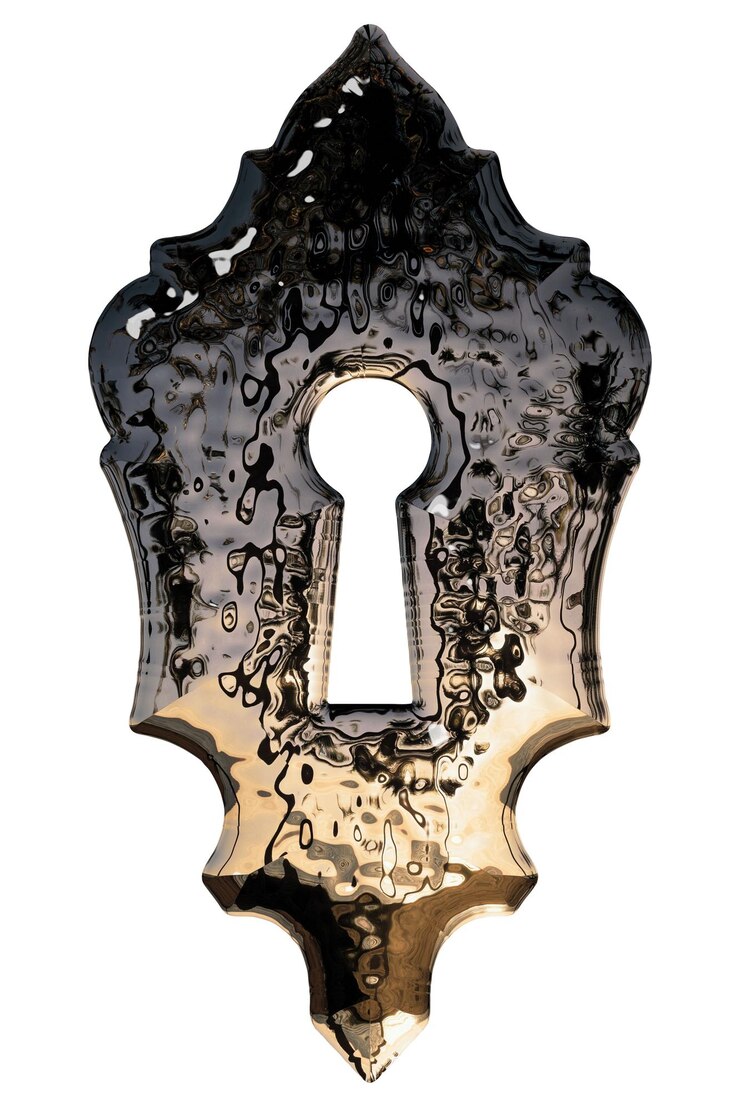 Foto l'elemento di design decorativo del buco della chiave imitazione di metallo fuso isolato su sfondo bianco rendering 3d
