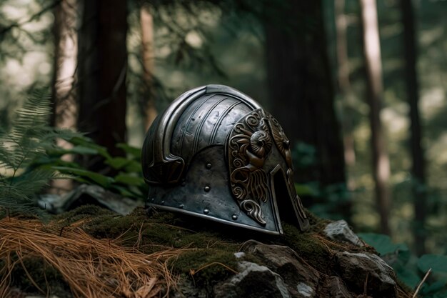 L'elmo vichingo nei boschi norvegesi Un affascinante viaggio nella mitologia norrena