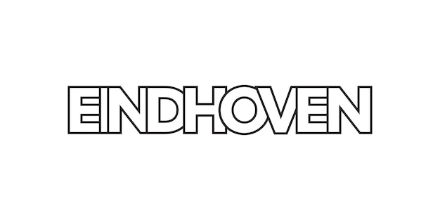 L'emblema di Eindhoven nei Paesi Bassi Il disegno presenta un'illustrazione vettoriale in stile geometrico con una tipografia audace in un carattere moderno Le lettere grafiche dello slogan