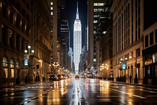 L'Empire State Building di notte a New York City