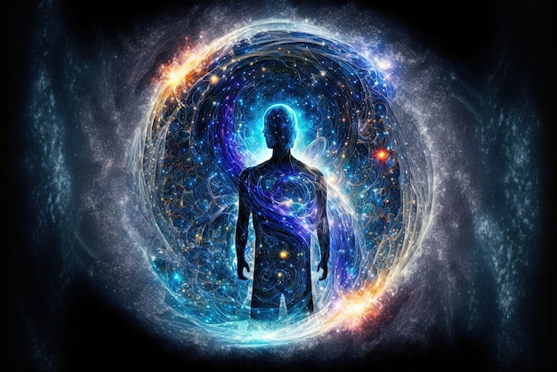 L'energia del Reiki Fonte di Spiritualità universo forza vitale prana la mente di Dio Generative AI