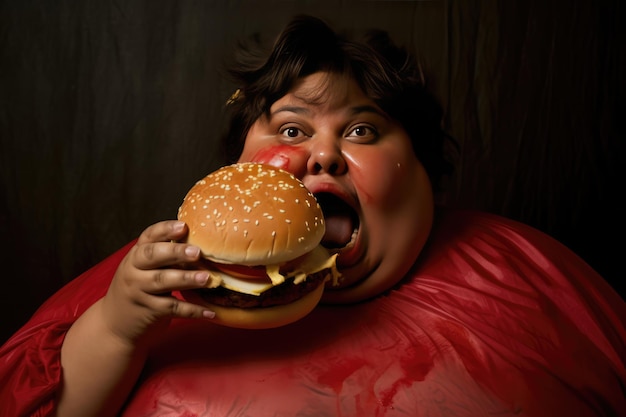 L'enorme hamburger consumato da una donna in sovrappeso