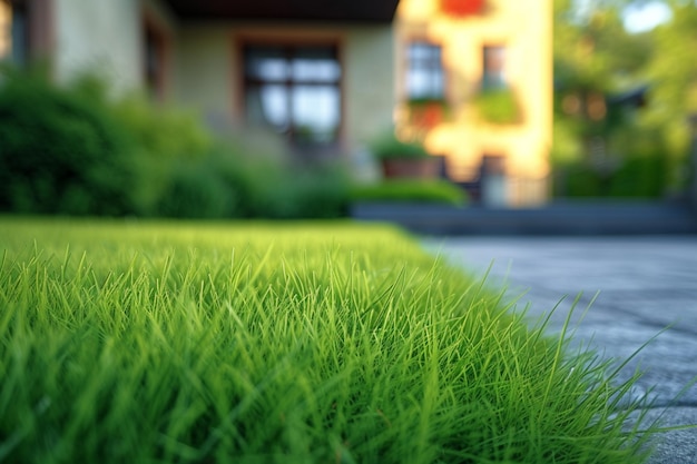 L'erba davanti a un edificio crea un verde sereno