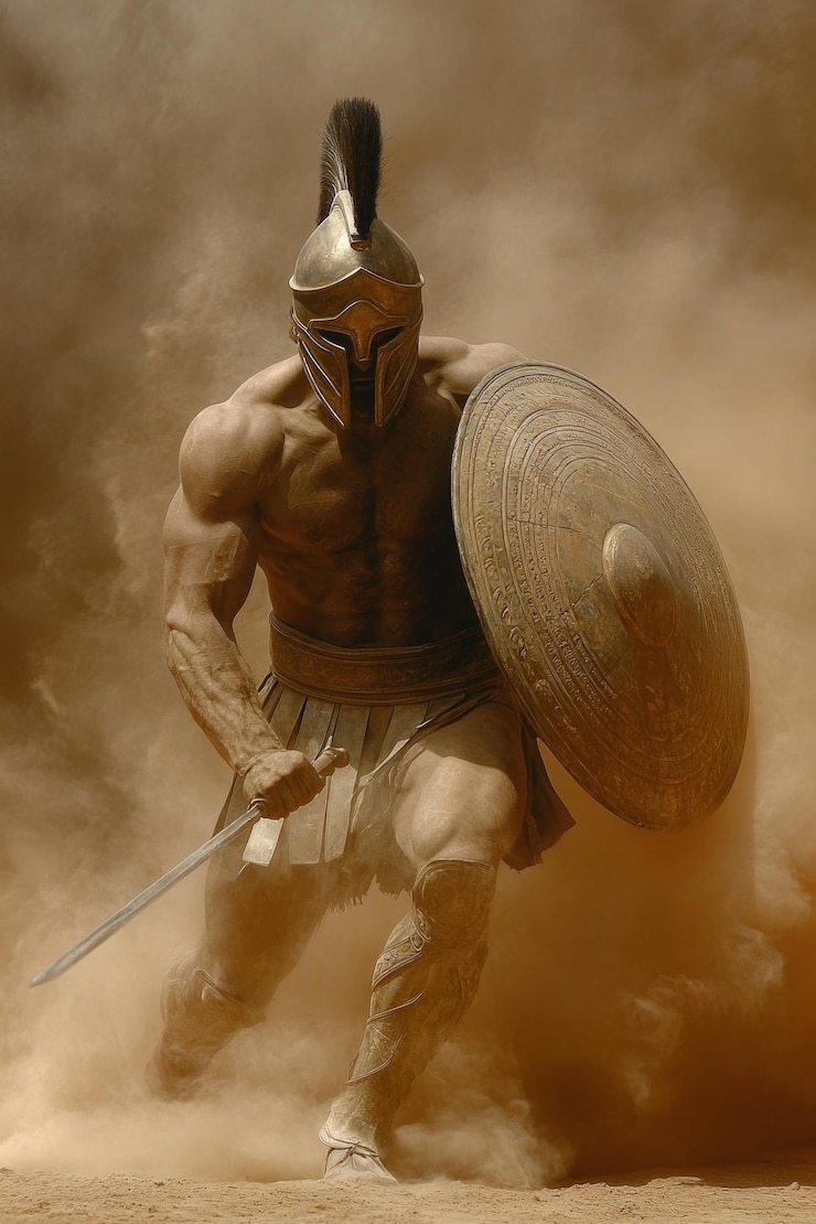 Foto l'eredità spartana echi del passato che mostrano lo stile di vita disciplinato ed eroico degli antichi spartani, l'influenza duratura e la ricca narrazione storica della loro leggendaria cultura guerriera