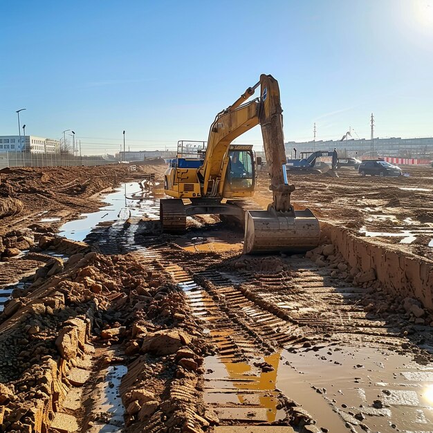 L'escavatore Komatsu su un cantiere a Hannover