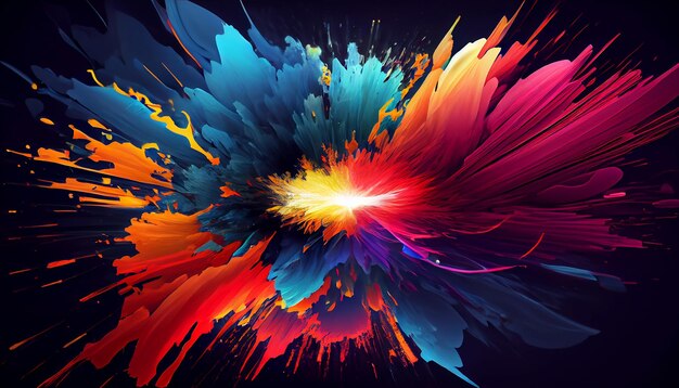 L'esplosione di energia colorata che si irradia dal centro dell'immagine Generative AI Illustration