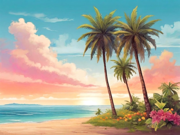 L'estate con le palme e una spiaggia bellissimo paesaggio