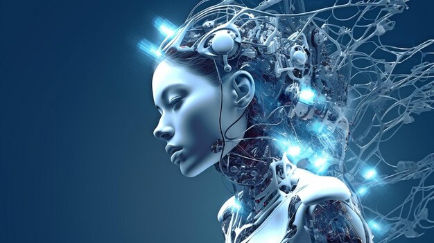 L'IA generativa ha generato l'immagine astratta della ragazza cyborg