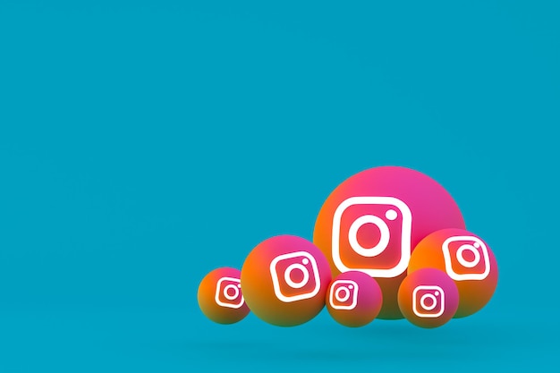 L'icona di Instagram imposta il rendering 3d su sfondo verde