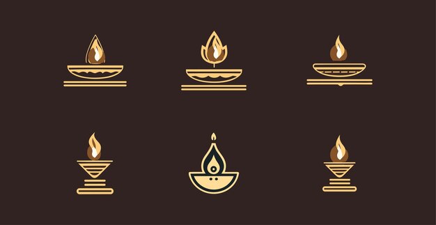 L'icona Diwali Diya è impostata su sfondo semplice Arte a linea singola