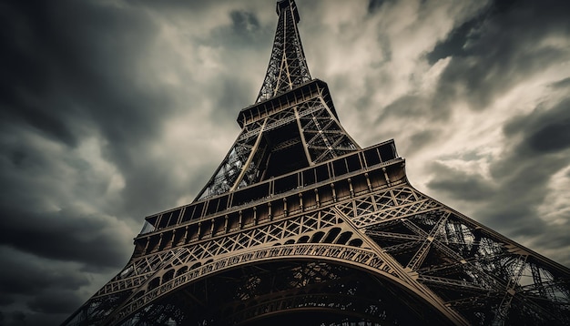L'iconica Torre Eiffel di Parigi, il maestoso simbolo del romanticismo parigino generato dall'intelligenza artificiale