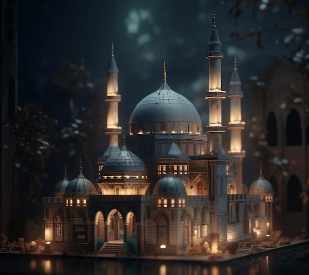 L'illustrazione 3d di una moschea genera ai