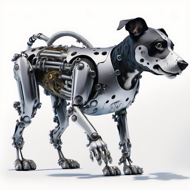 L'illustrazione all'avanguardia del cane da soggiorno in stile robot su sfondo bianco