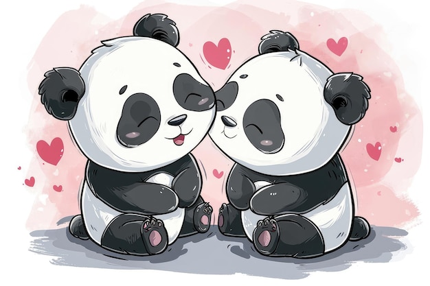 L'illustrazione d'amore del panda per il giorno di San Valentino