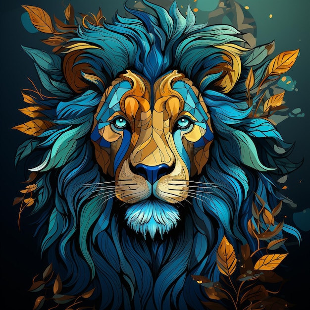 L'illustrazione del leone della decorazione della parete animale vibra i colori