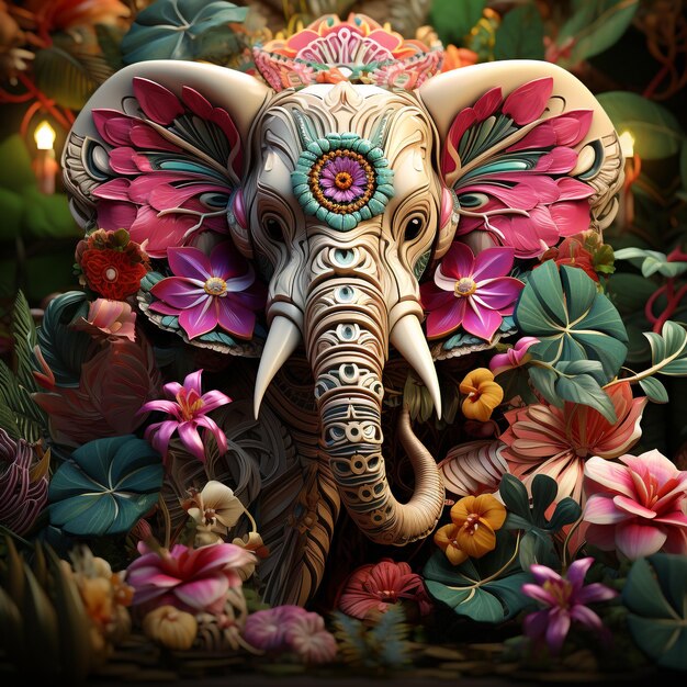 L'illustrazione dell'elefante della decorazione della parete animale vibra i colori