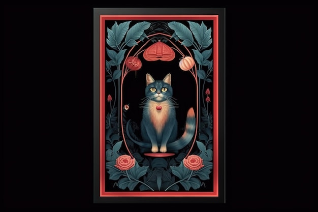 L'illustrazione della carta dei Tarocchi del gatto del mago generativa ai
