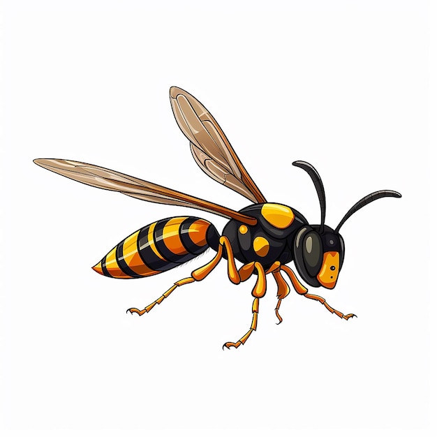 L'illustrazione di una vespa che vola su uno sfondo bianco