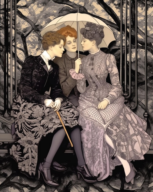 L'illustrazione ispirata alla scena romantica nouveau