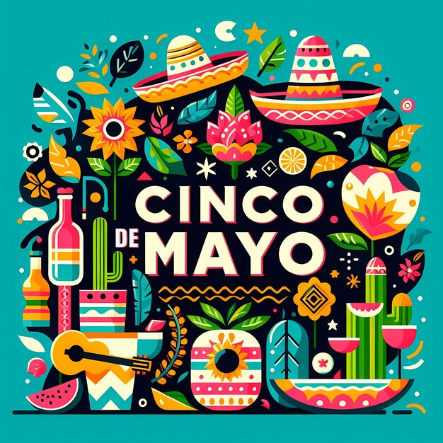 L'illustrazione moderna del poster del Cinco de Mayo