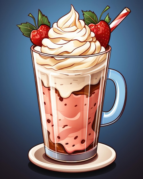 L'illustrazione raffigura un simpatico milkshake con una cannuccia AI generativa