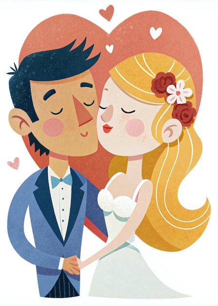 L'illustrazione stravagante del matrimonio della sposa e dello sposo