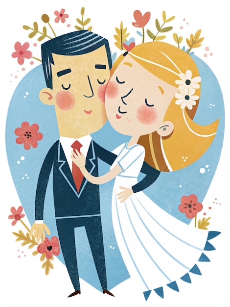 L'illustrazione stravagante del matrimonio della sposa e dello sposo