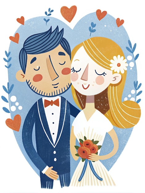 L'illustrazione stravagante del matrimonio della sposa e dello sposo
