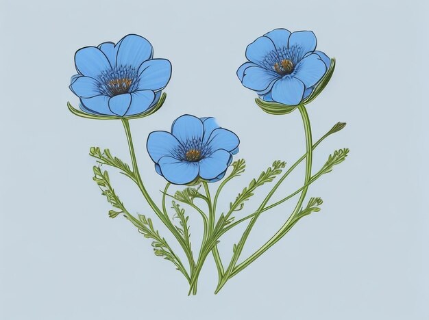 L'illustrazione vettoriale di Flax Blue Blooms