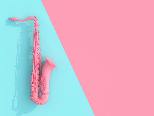 L&#39;immagine 3d del sassofono rende su rosa e su blu
