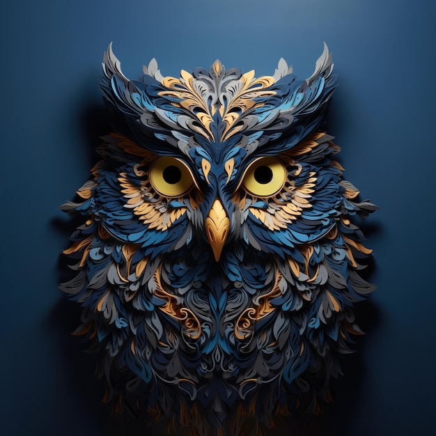 L'immagine del volto di un gufo è realizzata con cura su uno sfondo pulito Uccelli Fauna selvatica Animali Illustrazione IA generativa