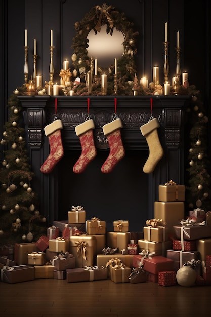 l'immagine di un albero di Natale con regali attorno