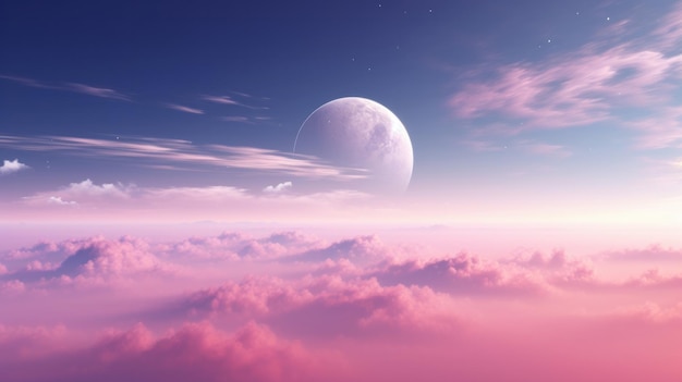 L'immagine di un pianeta nel cielo sopra le nuvole