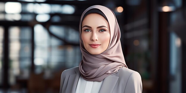 L'immagine di una donna d'affari musulmana che indossa un velo Generativo Ai