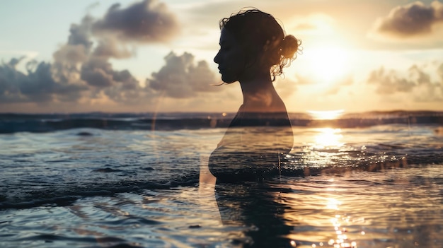 L'immagine di una giovane o adulta femmina umana in piedi per rilassarsi sotto il sole aigx
