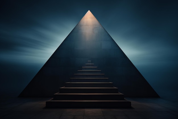 l'immagine di una piramide con scale che conducono ad essa