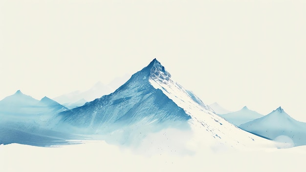 L'immagine è di una bellissima catena montuosa coperta di neve le montagne sono in lontananza con una valle in primo piano il cielo è limpido e blu