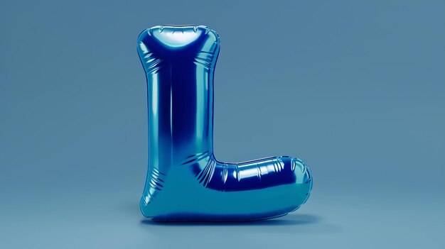 L'immagine è un rendering 3D di un palloncino blu a forma di lettera L