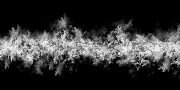 L'immagine è una rappresentazione in bianco e nero di una nube di fumo o nebbia