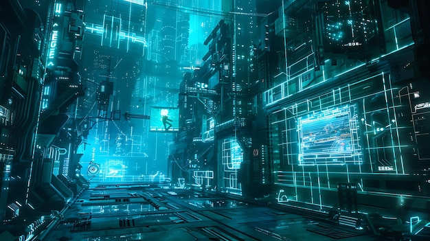 L'immagine è una rappresentazione oscura e misteriosa di una città futuristica