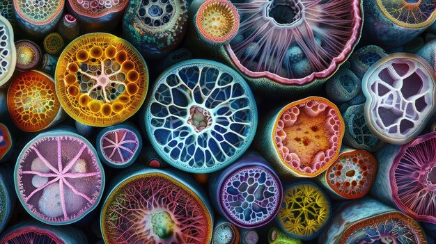 L'immagine macro dettagliata rivela vari stadi dello sviluppo dell'embrione microscopico